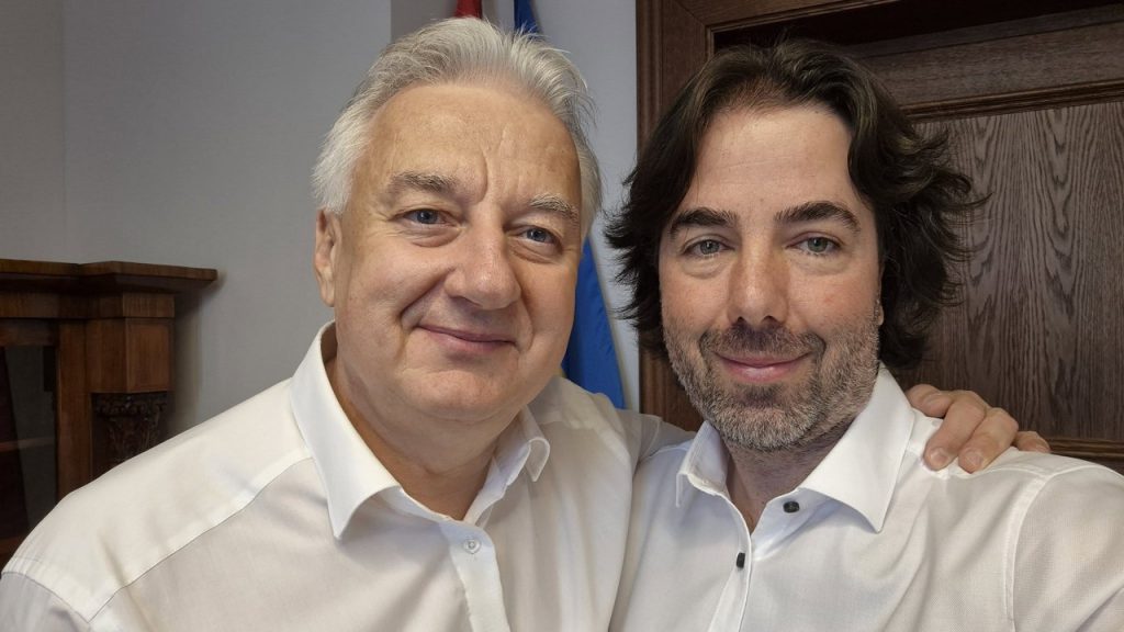 Semjén Zsolt, a KDNP elnöke és Nádor Koppány Zsombor teológus, keresztény közéleti gondolkodó