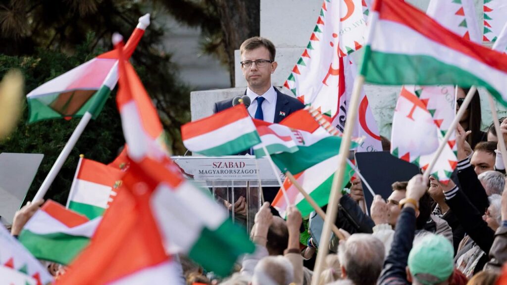 Bóka János a Fidesz frakcióvezetője beszédet mond a Bem téren 2026. október 23-án, az 1956-os forradalom 70. évfordulója alkalmából